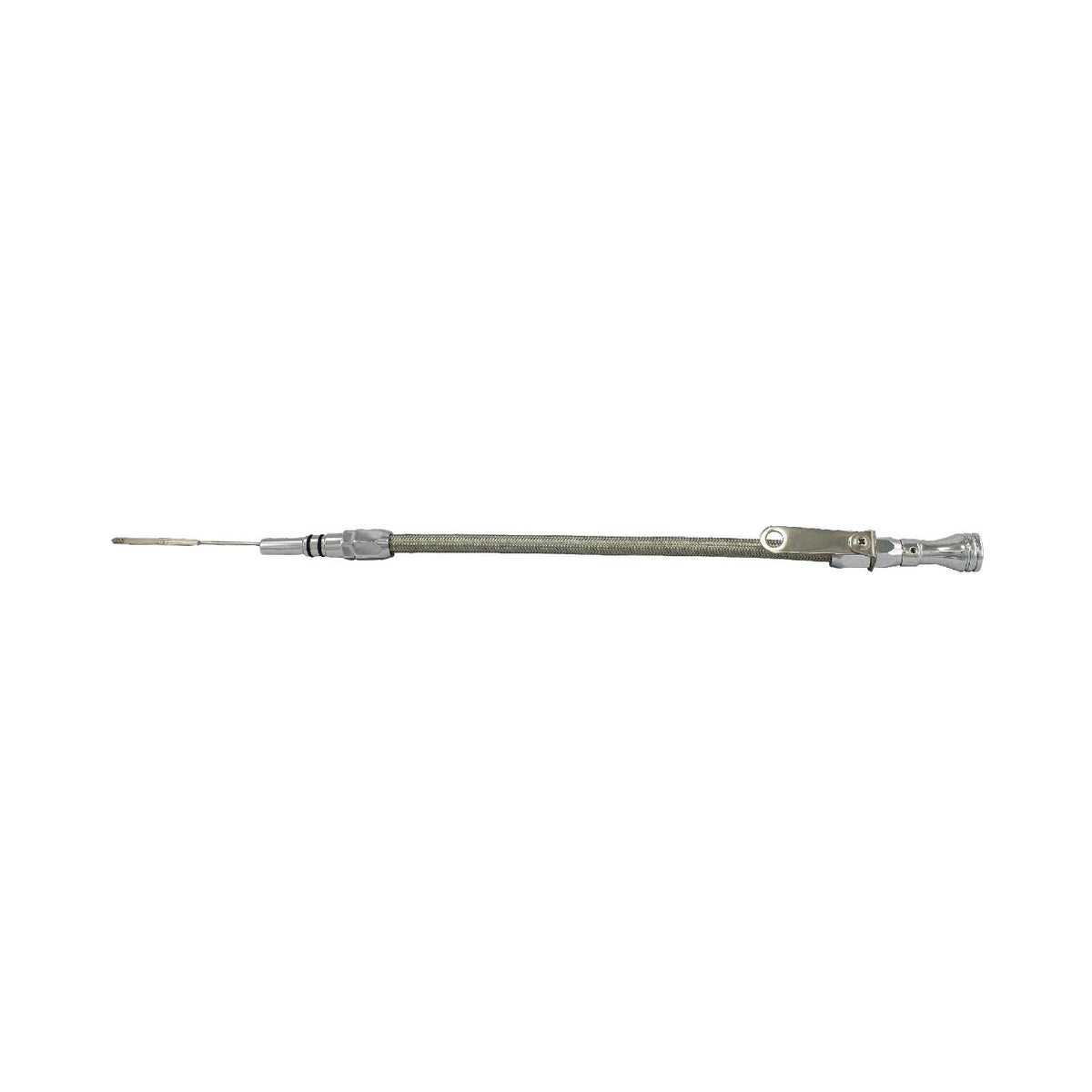 Chevy Big Block 1965-1995 Braided Stainless Steel Engine Oil Dipstick - Chrome