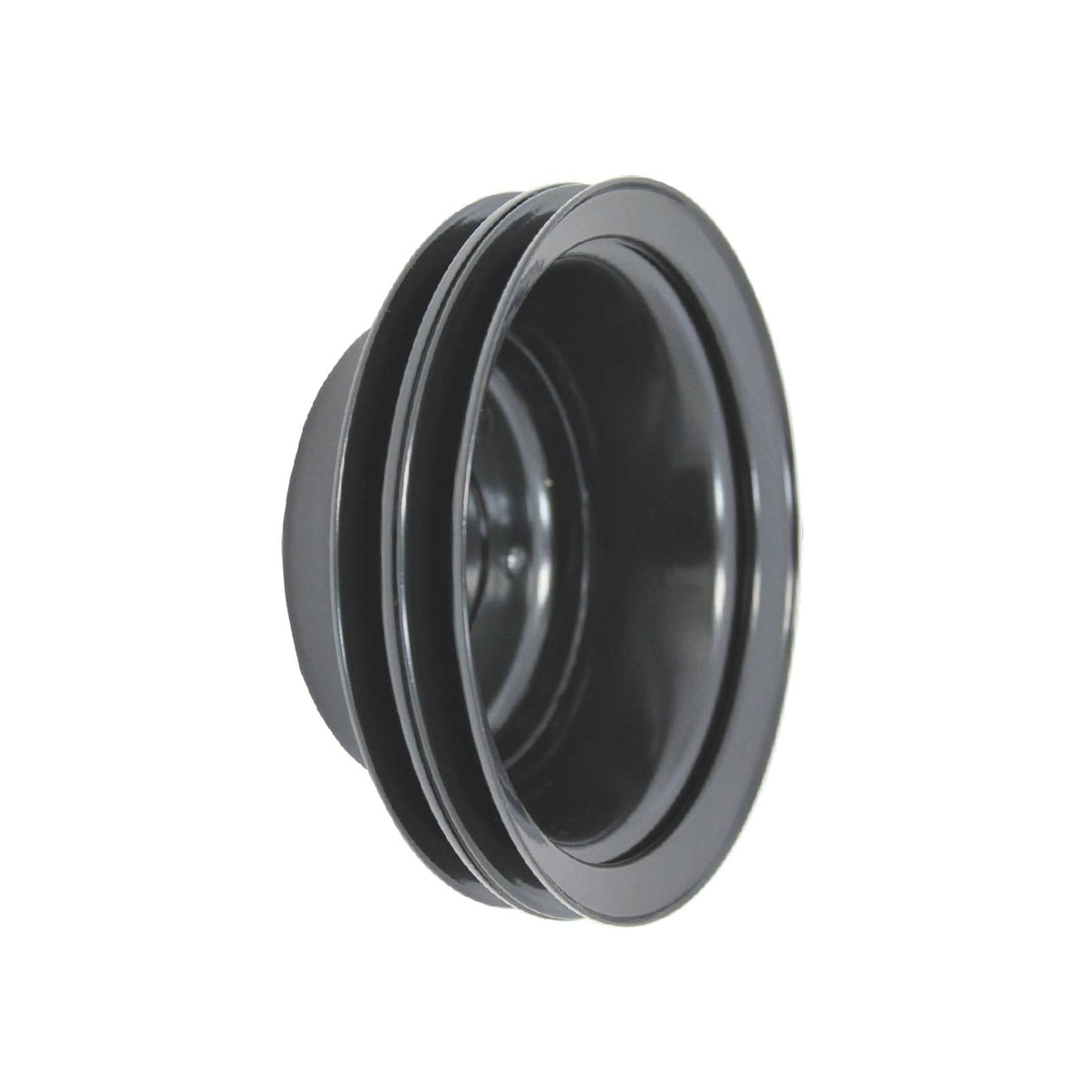 Chevy Small Block Long Water Pump Double-Groove Steel Crankshaft Pulley - Black