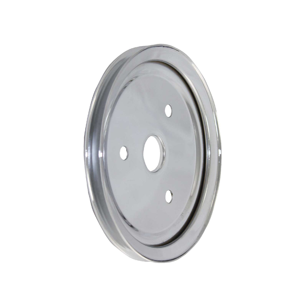 Chevy Small Block Short Water Pump Single-Groove Steel Crankshaft Pulley - Chrome