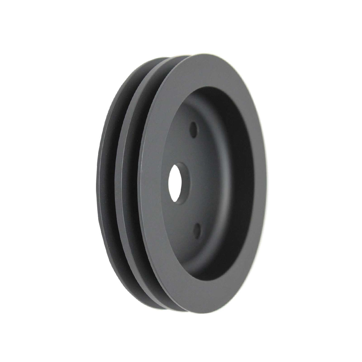 Chevy Small Block Short Water Pump Double-Groove Aluminum Crankshaft Pulley - Black