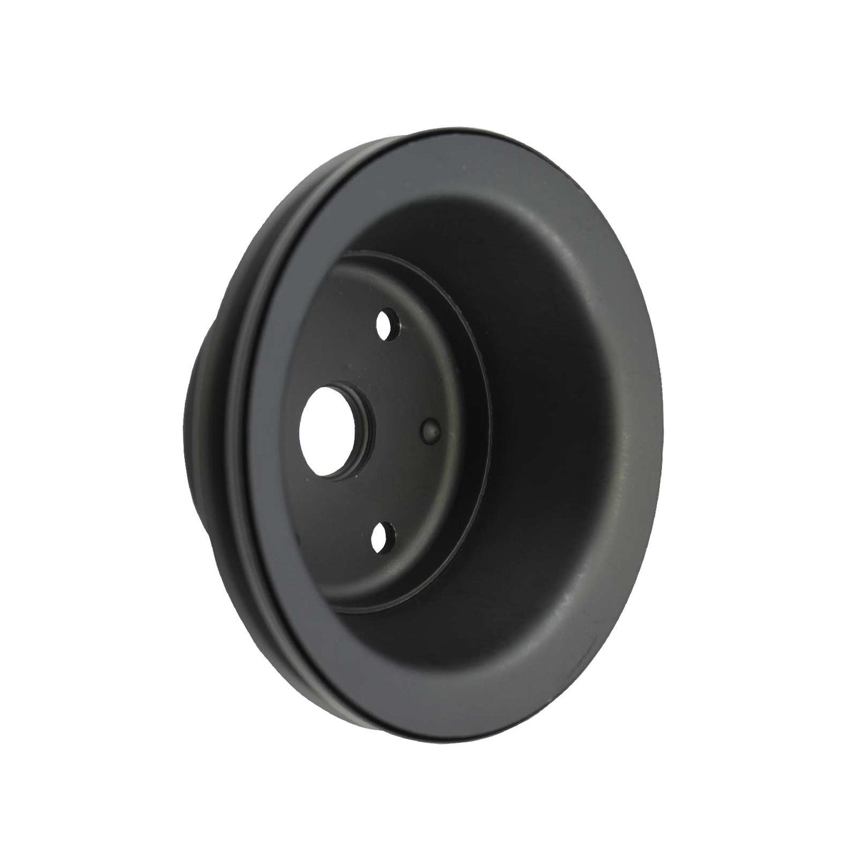 Chevy Small Block Long Water Pump Single-Groove Steel Crankshaft Pulley - Black