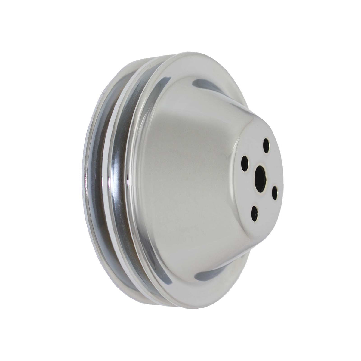 Chevy Small Block Double-Groove Steel Short Water Pump Pulley - Chrome