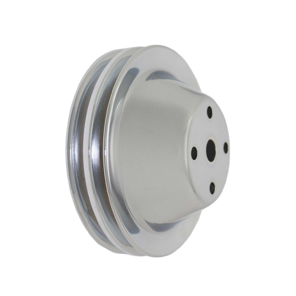 Chevy Small Block Double-Groove Steel Long Water Pump Pulley - Chrome