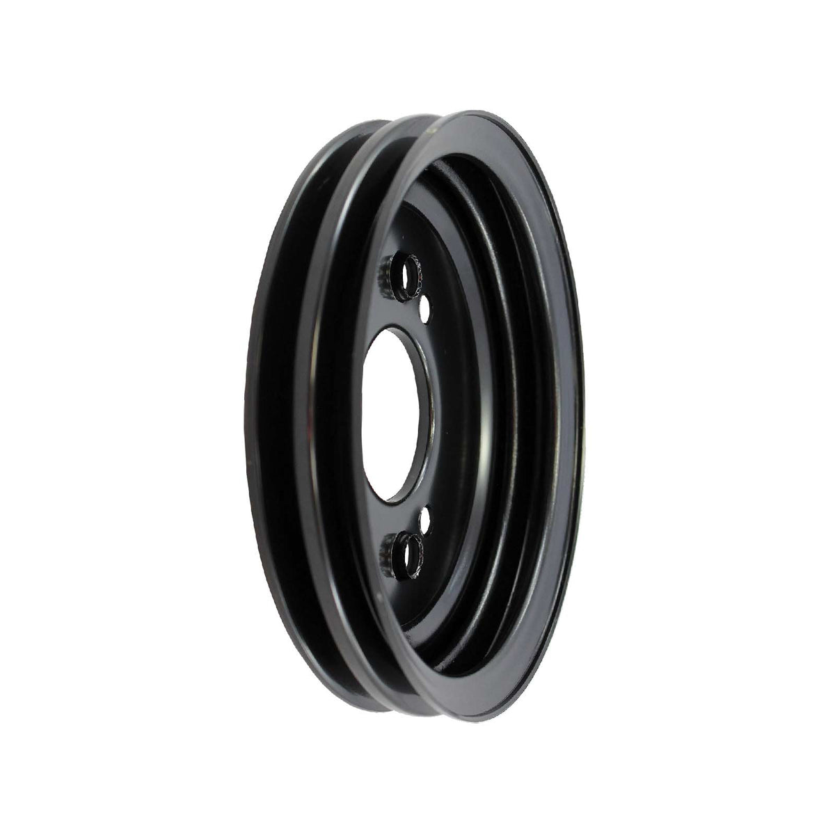 Chevy Big Block Short Water Pump Double-Groove Steel Crankshaft Pulley - Black