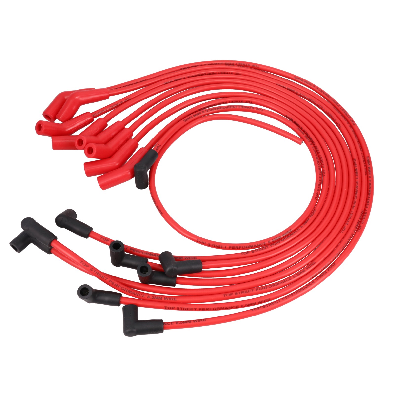 8.5mm Ford Big Block Spark Plug Wire Set with 180° Plug Boots - Red