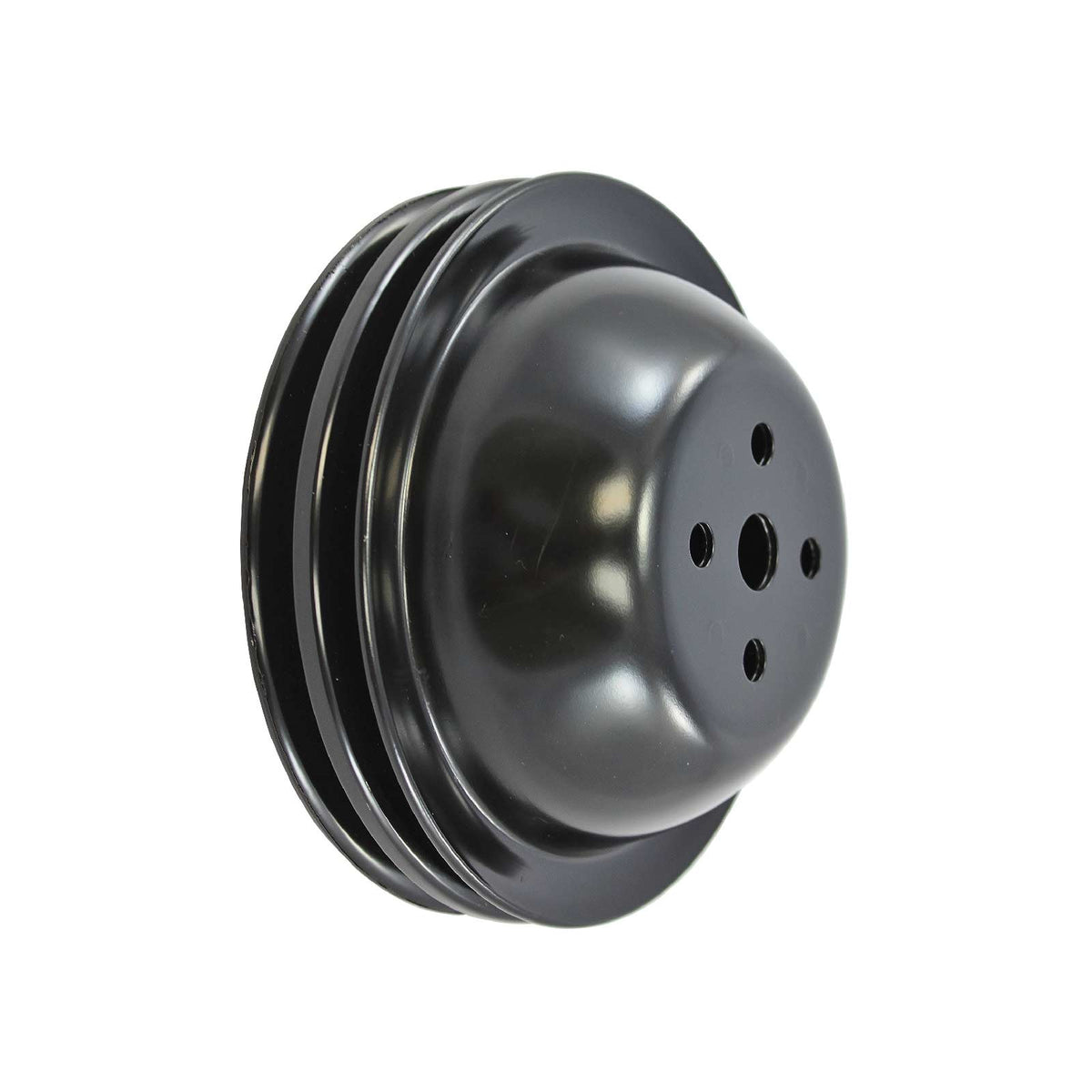 Chevy Big Block Double-Groove Steel Short Water Pump Pulley - Black