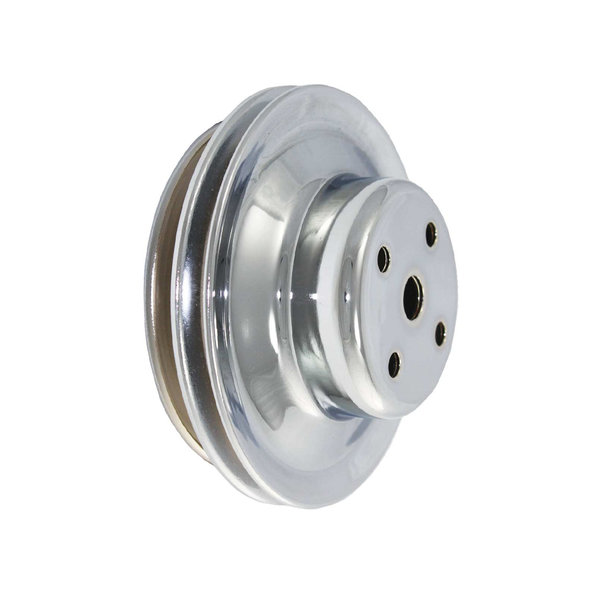 Chevy Big Block Double-Groove Steel Long Water Pump Pulley - Chrome