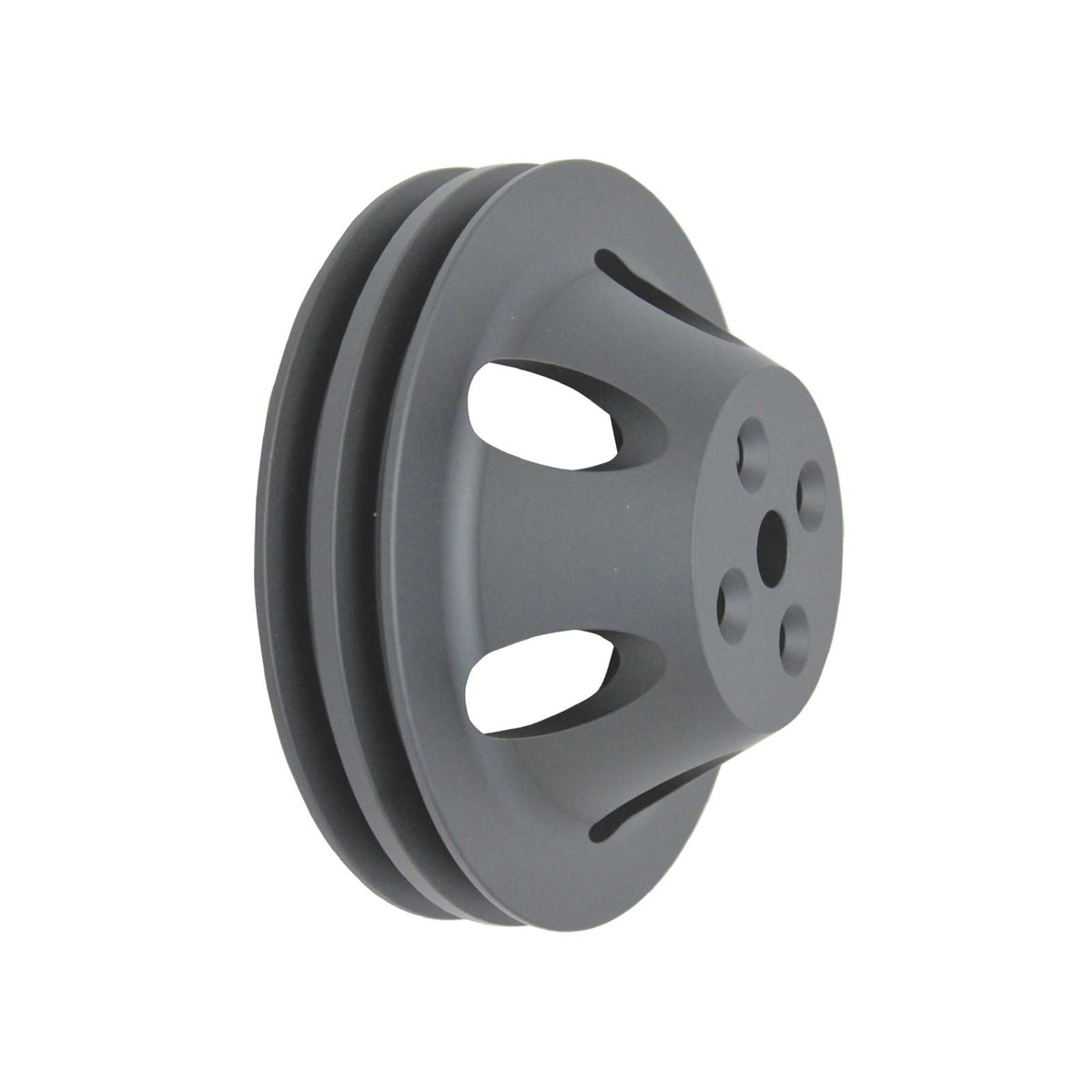 Chevy Big Block Double-Groove Aluminum Short Water Pump Pulley - Black