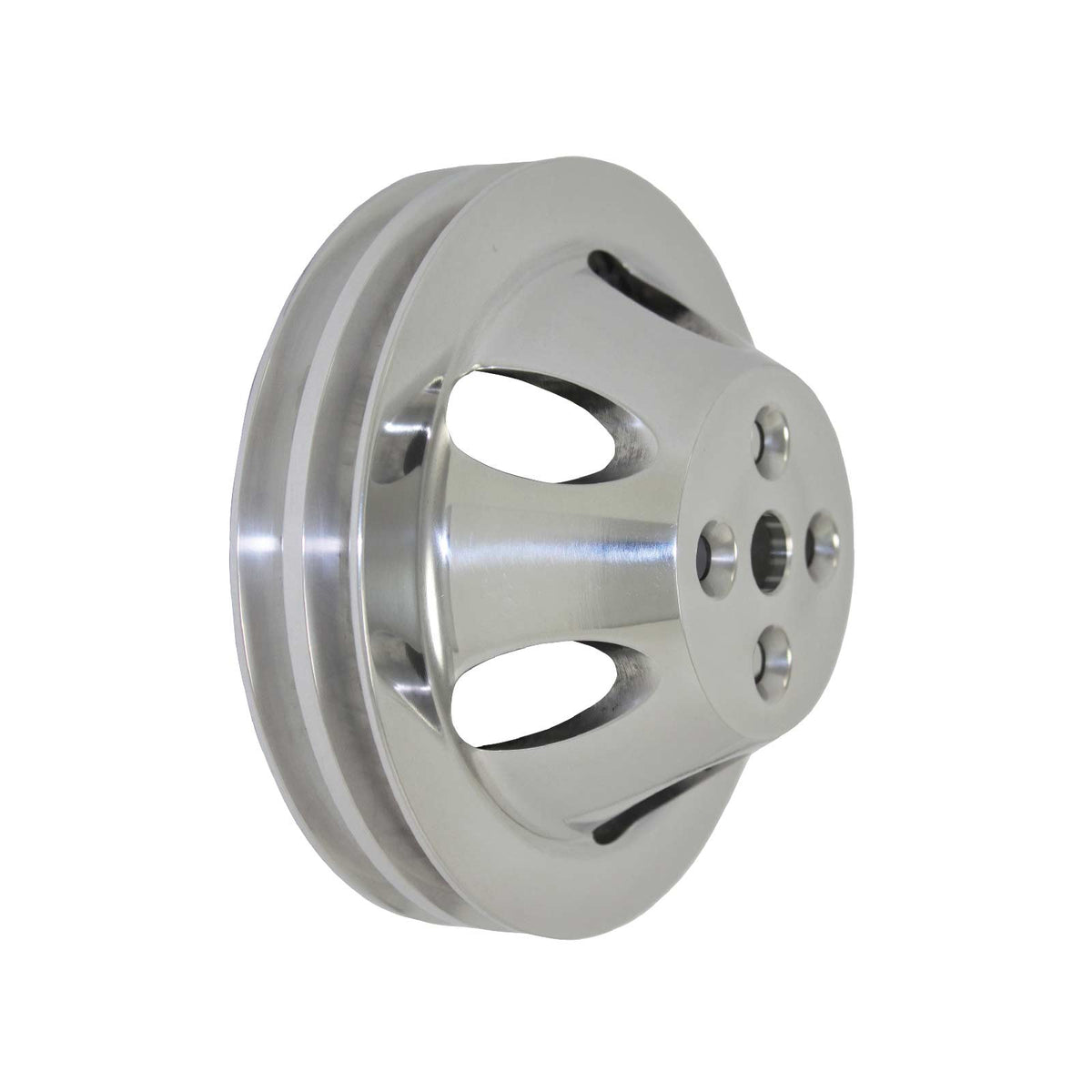 Chevy Big Block Double-Groove Aluminum Short Water Pump Pulley - Polished