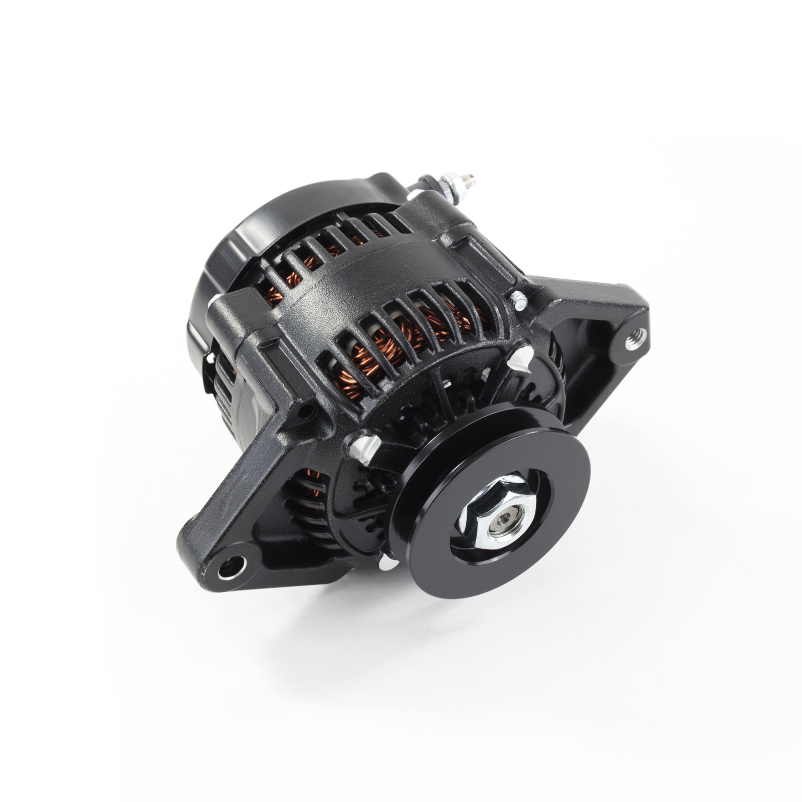 Denso Style 90 Amp Mini Alternator with Serpentine Pulley - Satin