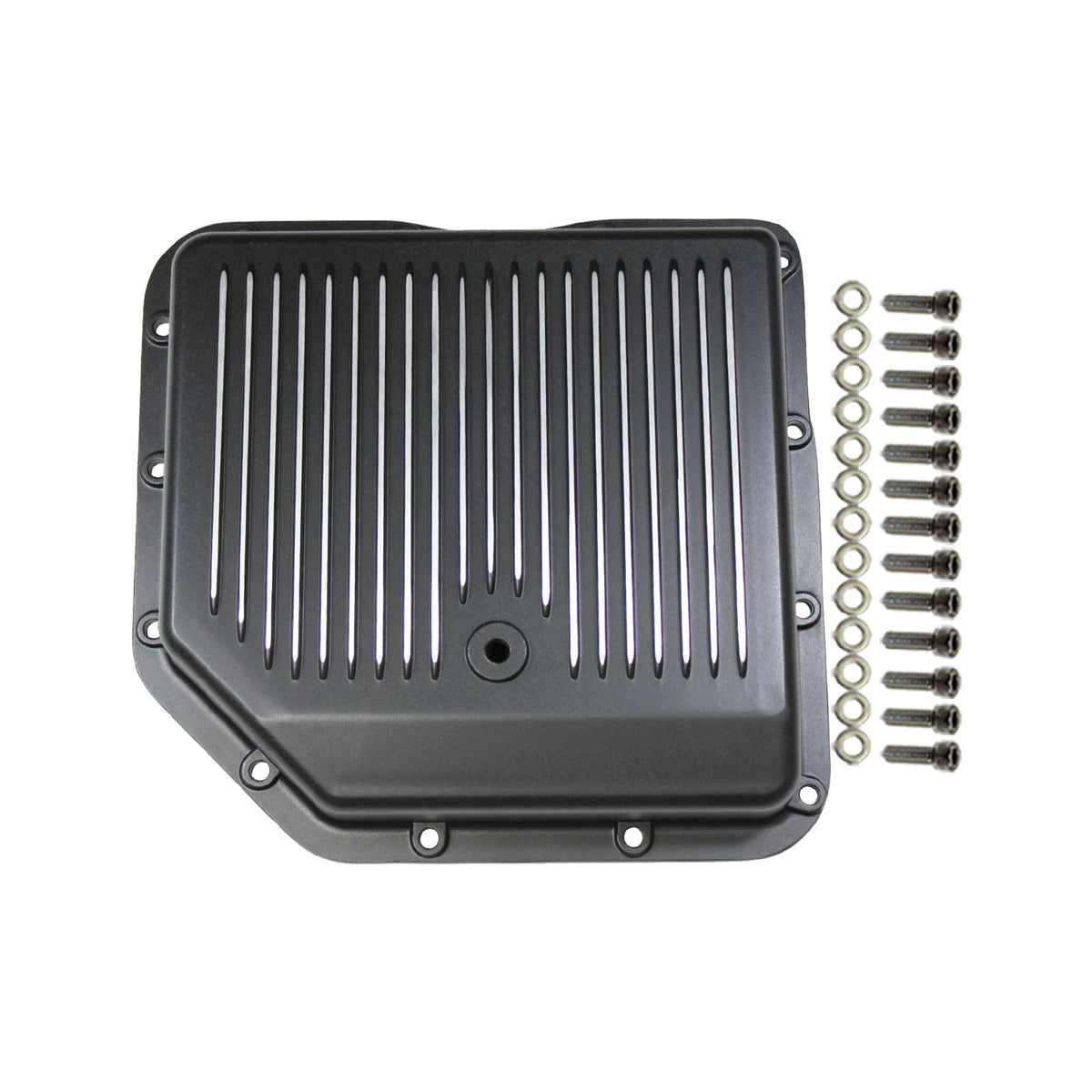 GM Turbo 350 Finned Aluminum Transmission Pan - Black