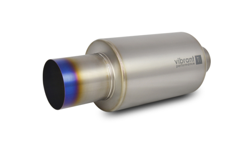 Vibrant Titanium Muffler w/Straight Cut Burnt Tip 2.5in. Inlet / 2.5in. Outlet