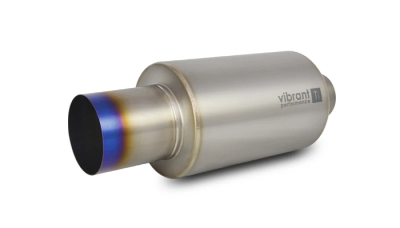Vibrant Titanium Muffler w/Straight Cut Burnt Tip 3in. Inlet / 3in. Outlet