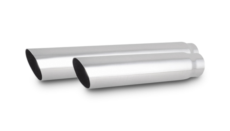 Vibrant 4in Round SS Truck/SUV Exhaust Tip (Single Wall Angle Cut) - 2.5in inlet 20in long