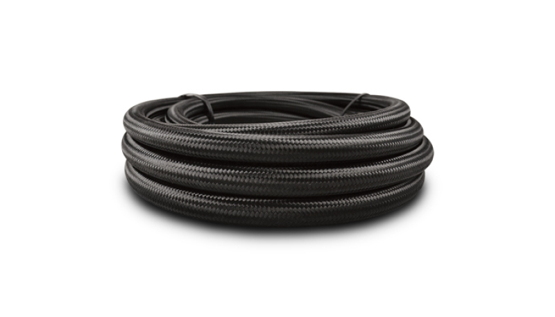 Vibrant -3 AN Black Nylon Braided Flex Hose w/PTFE Liner (20ft Roll)