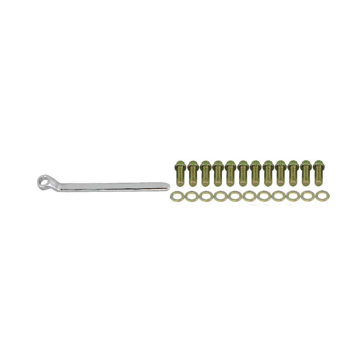 Chevy Small Block Gold Zinc Steel 12-Point Head Intake Manifold Bolt Kit with Wrench
