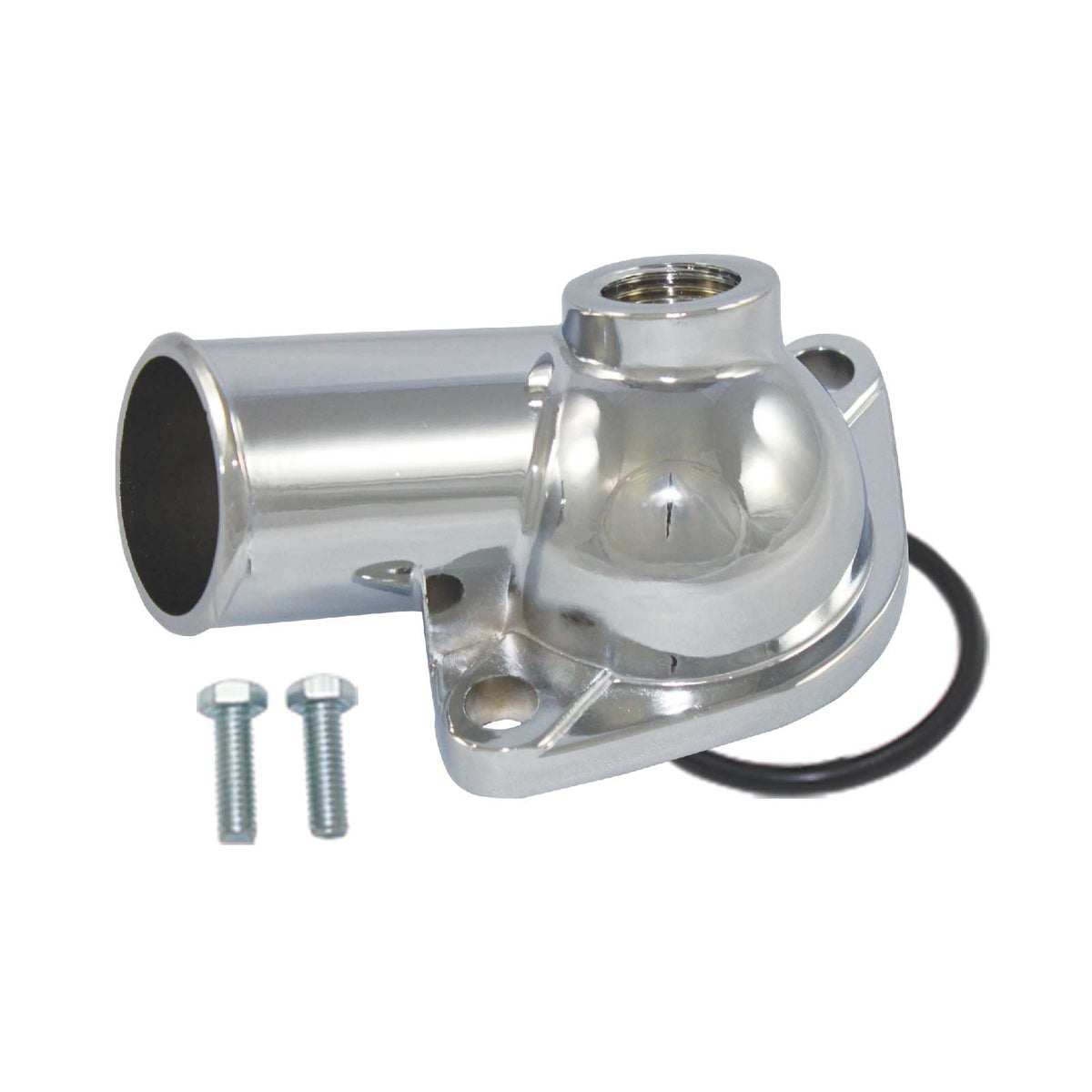Chevy V8 Chrome Zinc 15° O-Ring Style Water Neck with 1/2" NPT Port