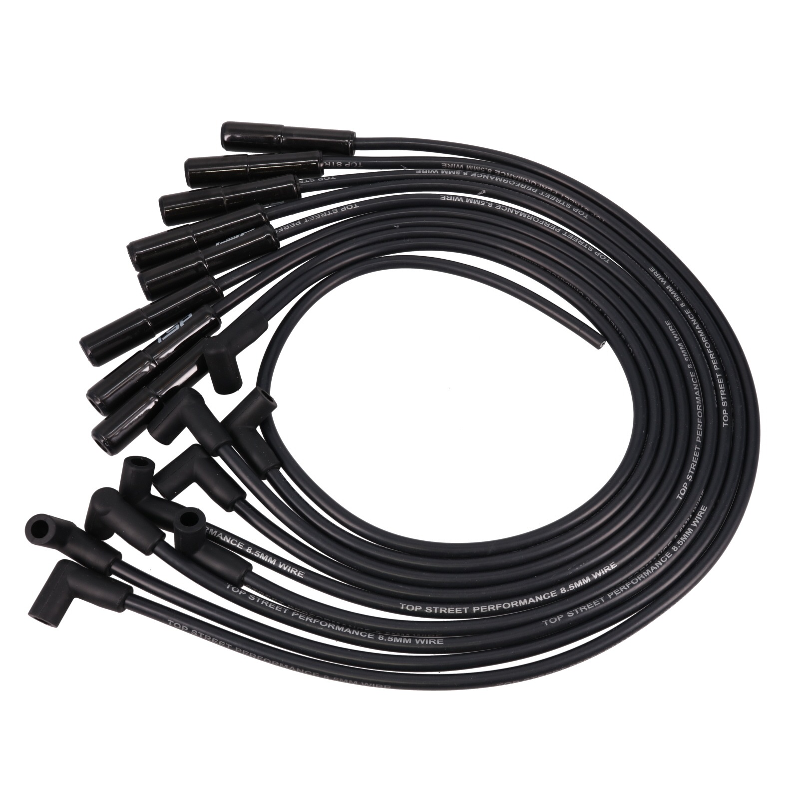 8.5mm Chevy Small Block Spark Plug Wire Set with 90° Plug Boots - Black