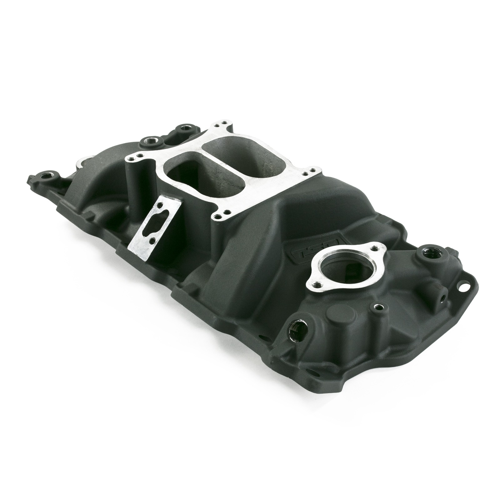 Chevy Small Block Carbureted Dual Plane Air Gap Aluminum Intake Manifold - Satin