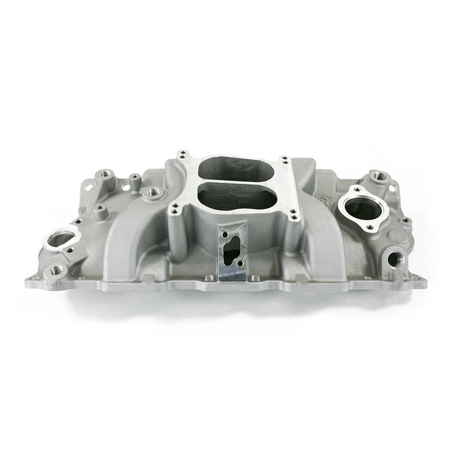 Chevy Small Block Vortec Carbureted Aluminum Dual Plane Intake Manifold - Satin