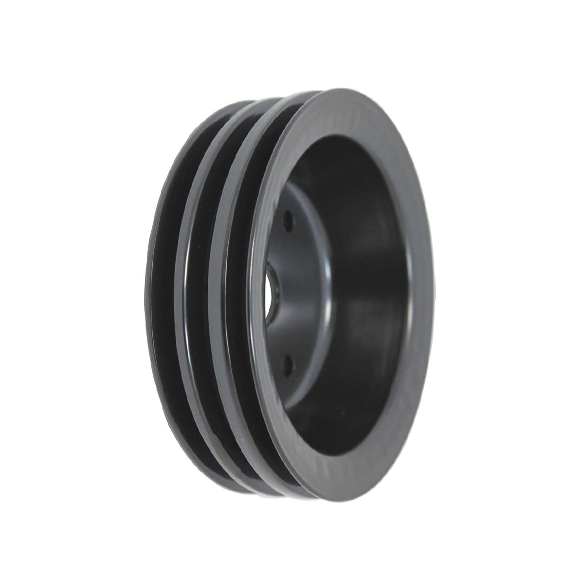 Chevy Small Block Short Water Pump Triple-Groove Steel Crankshaft Pulley - Black