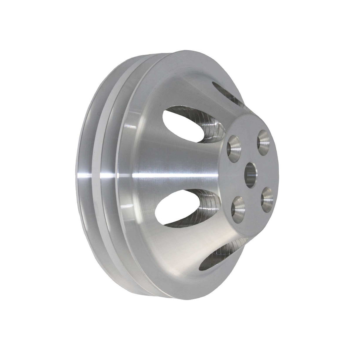 Chevy Small Block Double-Groove Aluminum Long Water Pump Pulley - Satin