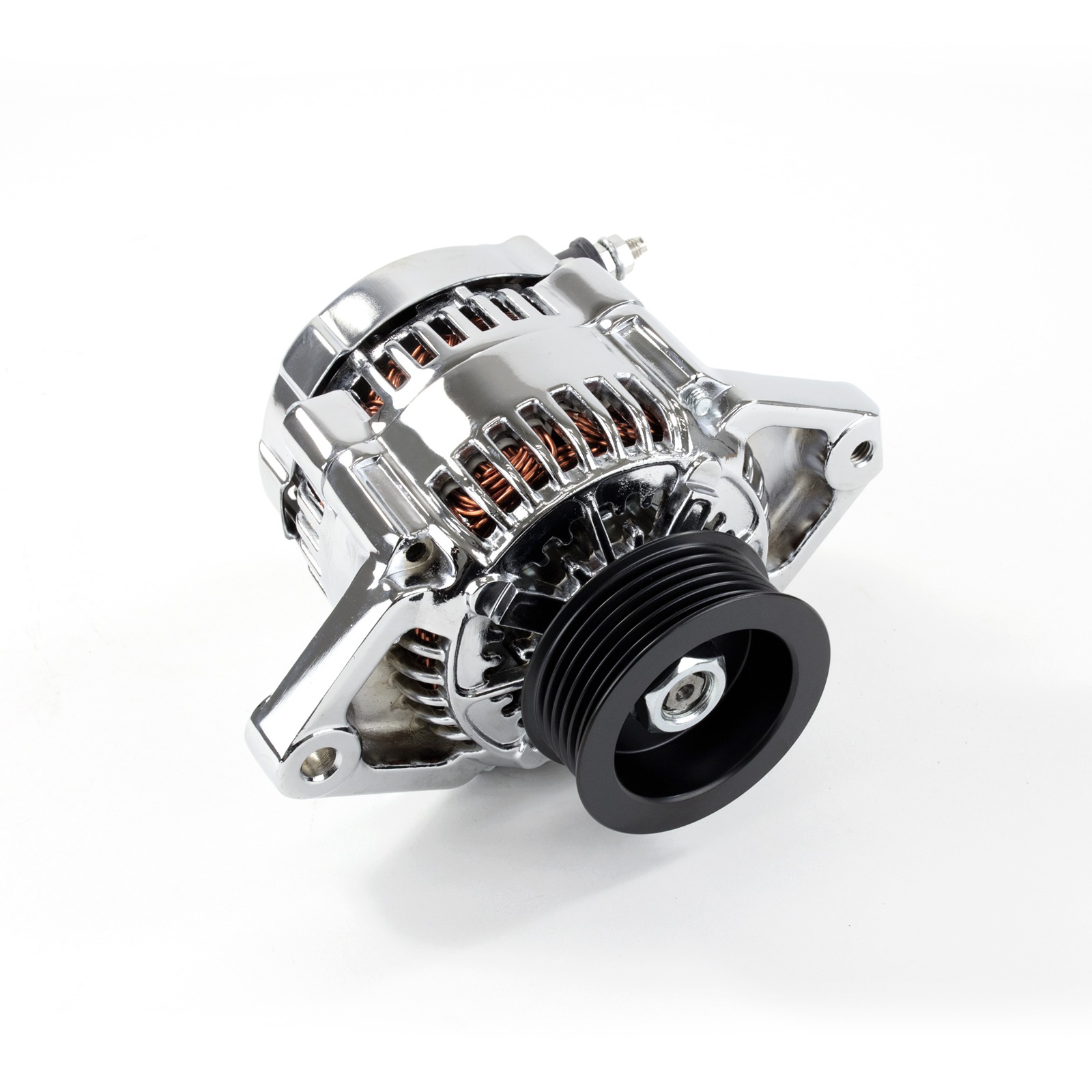 GM CS-130 Style 220 Amp Alternator with V-Belt Pulley - Chrome
