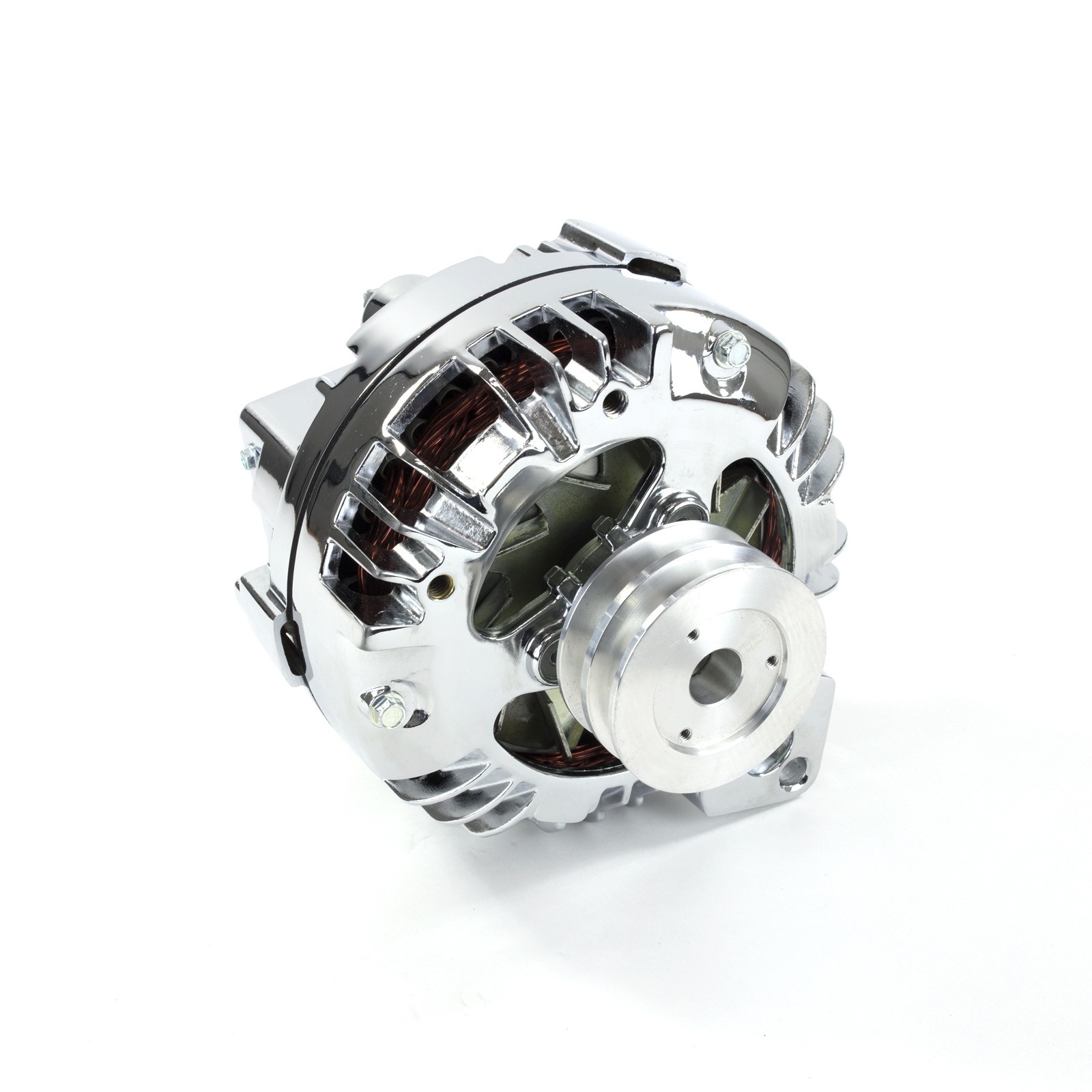 Denso Style 90 Amp Mini Alternator with 3/8" V-Belt Pulley - Chrome