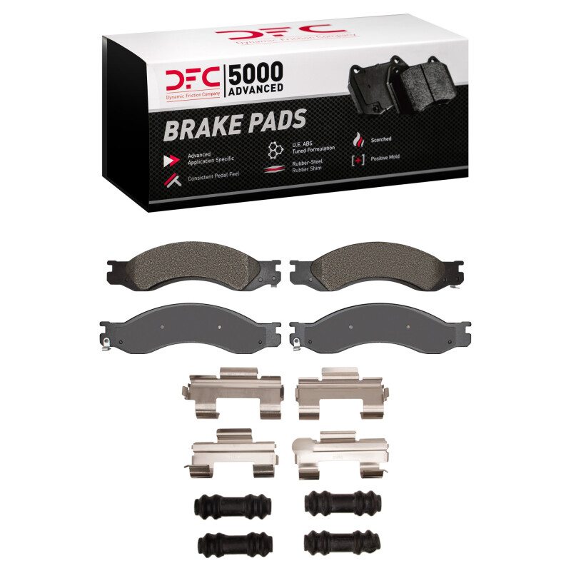 DFC 04-10 Chevrolet C5500 Kodiak Rear 5000 Advanced Semi Metallic Brake Pads and Hardware Kit
