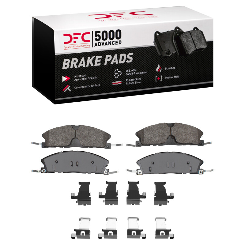 DFC 13-19 Ford Taurus SHO Front 5000 Advanced Semi Metallic Brake Pads and Hardware Kit