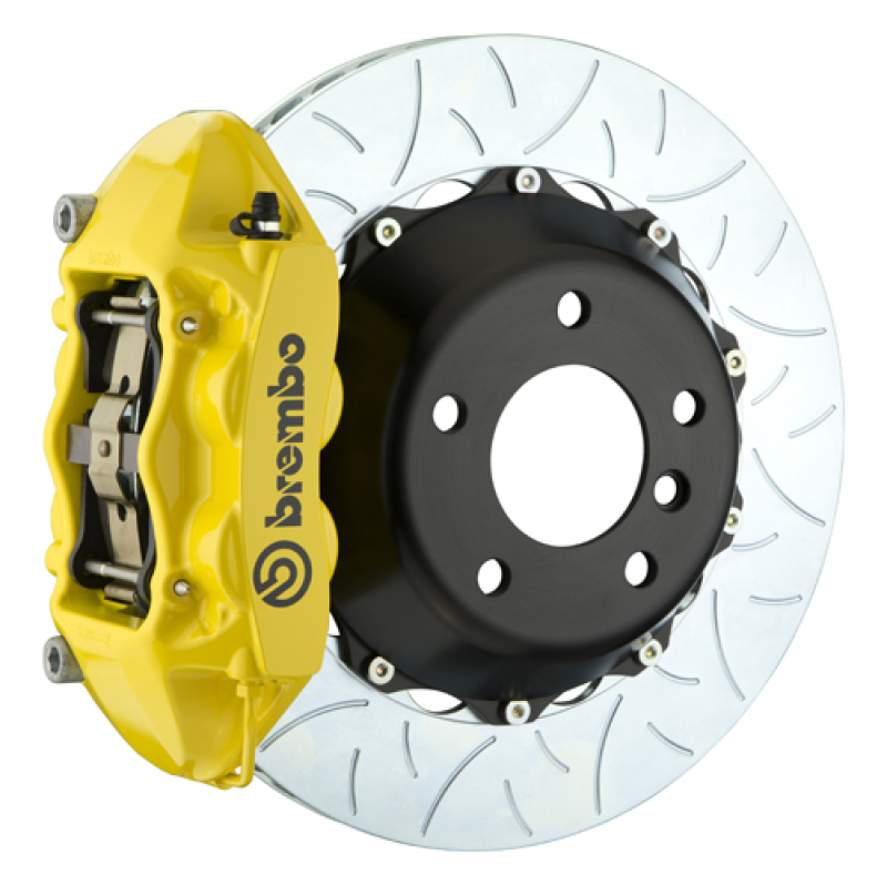 Brembo 15-18 M3 (CC Brake Eqpt) Rr GT BBK 4Pis Cast 380x28 2pc Rotor Slotted Type3-Yellow