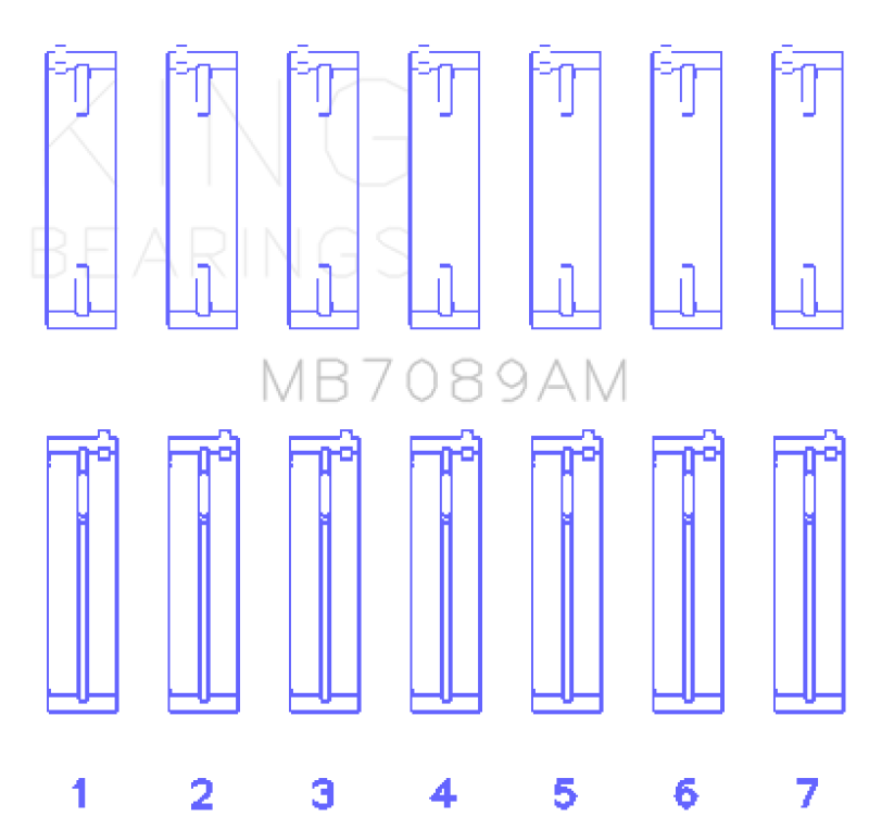 King Audi/Volkswagen ABV/AES/AUE Crankshaft Main Bearing Set (Set of 7) (Size +0.75mm)