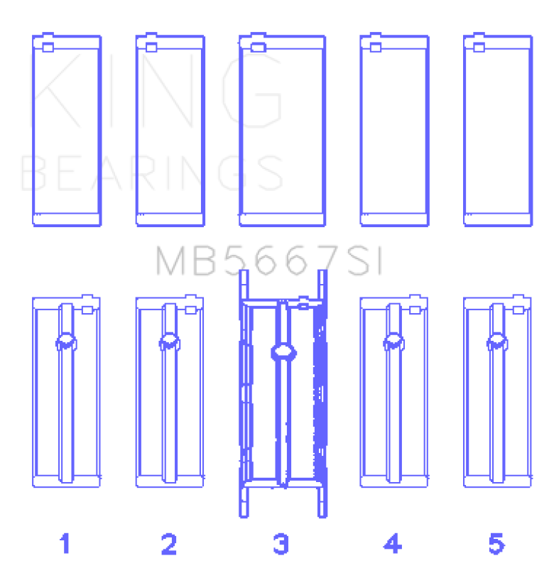 King Engine Bearings Mini W10B16A/W11B16A Silicon Bi-Metal Aluminum Main Bearing Set - Size STD