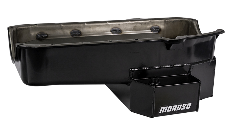 Moroso Pre-80 Chevrolet Small Block (w/2 Pc Seal) Road Race Wet Sump 7qt 7.5in Steel Oil Pan - Black