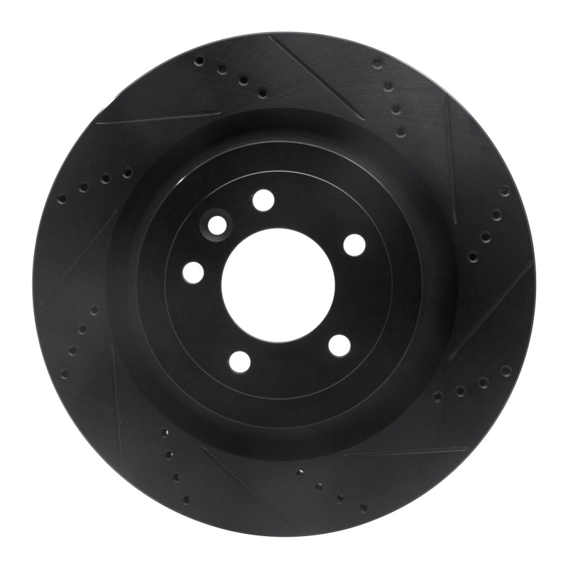 R1 2013-2025 Land Rover Defender 110 Rear Right Drilled & Slotted Black Brake Rotor