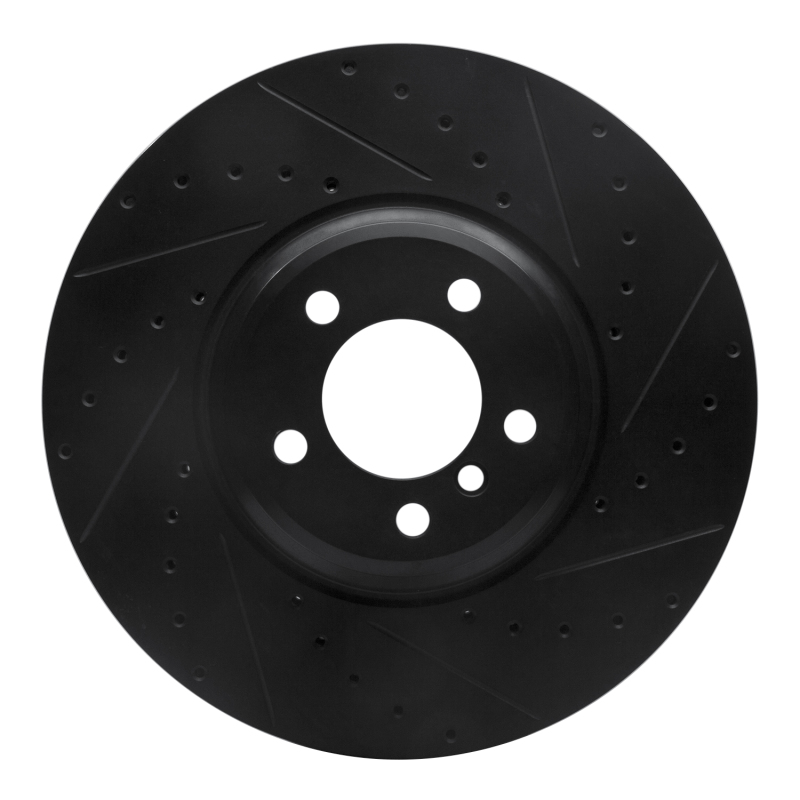 R1 2007-2008 BMW ALPINA B7 Front Right Drilled & Slotted Black Brake Rotor
