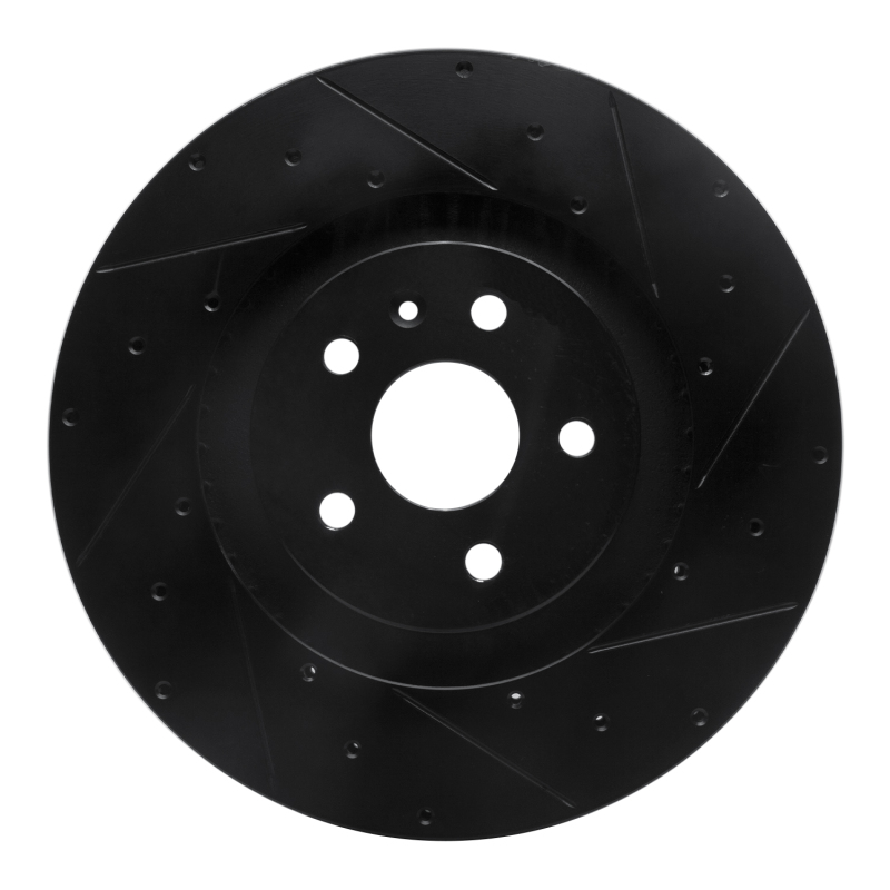 R1 2009-2015 Cadillac CTS Front Right Drilled & Slotted Black Brake Rotor