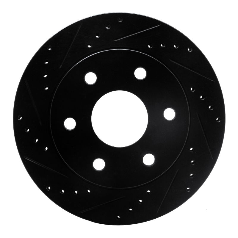 R1 2021-2025 Ford F-150 4WD Rear Left Drilled & Slotted Black Brake Rotor