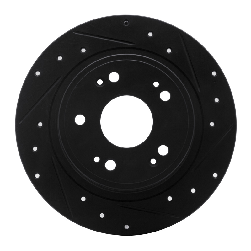 R1 05-17 Honda Accord Rear Right Drilled & Slotted Black Brake Rotor