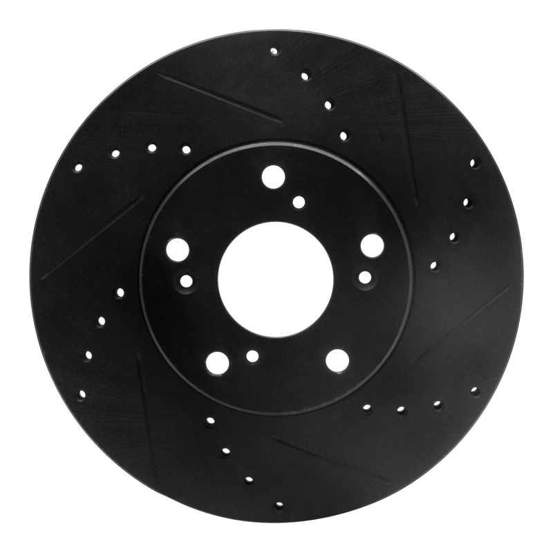 R1 06-15 Honda Civic Front Right Drilled & Slotted Black Brake Rotor