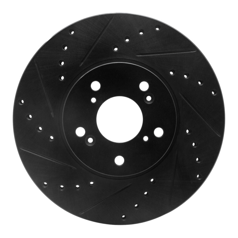 R1 04-14 Acura TSX Front Left Drilled & Slotted Black Brake Rotor
