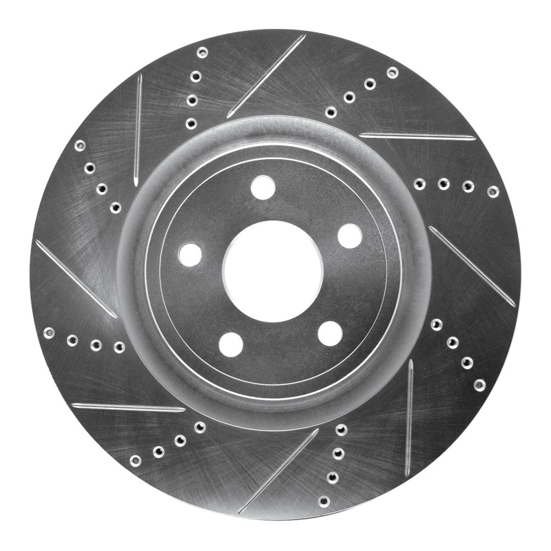 R1 2012-2025 Dodge Durango Front Left Drilled & Slotted Silver Brake Rotor