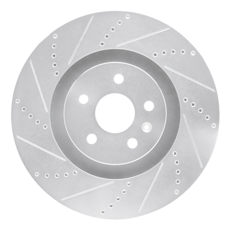 R1 2009-2015 Cadillac CTS Front Left Drilled & Slotted Silver Brake Rotor
