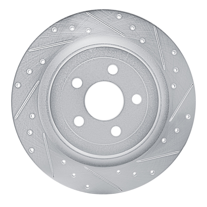 R1 2021-2025 Ford Mustang Mach-E Rear Right Drilled & Slotted Silver Brake Rotor