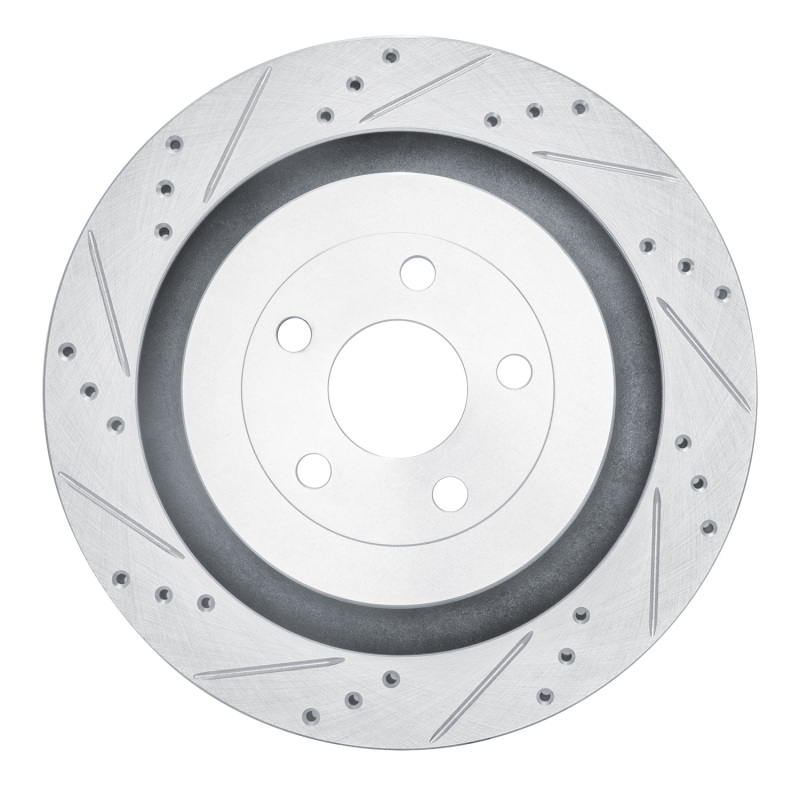 R1 2019-2024 Ford Edge Rear Left Drilled & Slotted Silver Brake Rotor