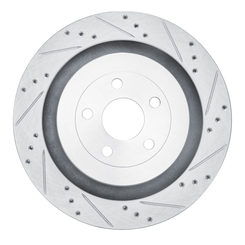 R1 2019-2024 Ford Edge Rear Right Drilled & Slotted Silver Brake Rotor