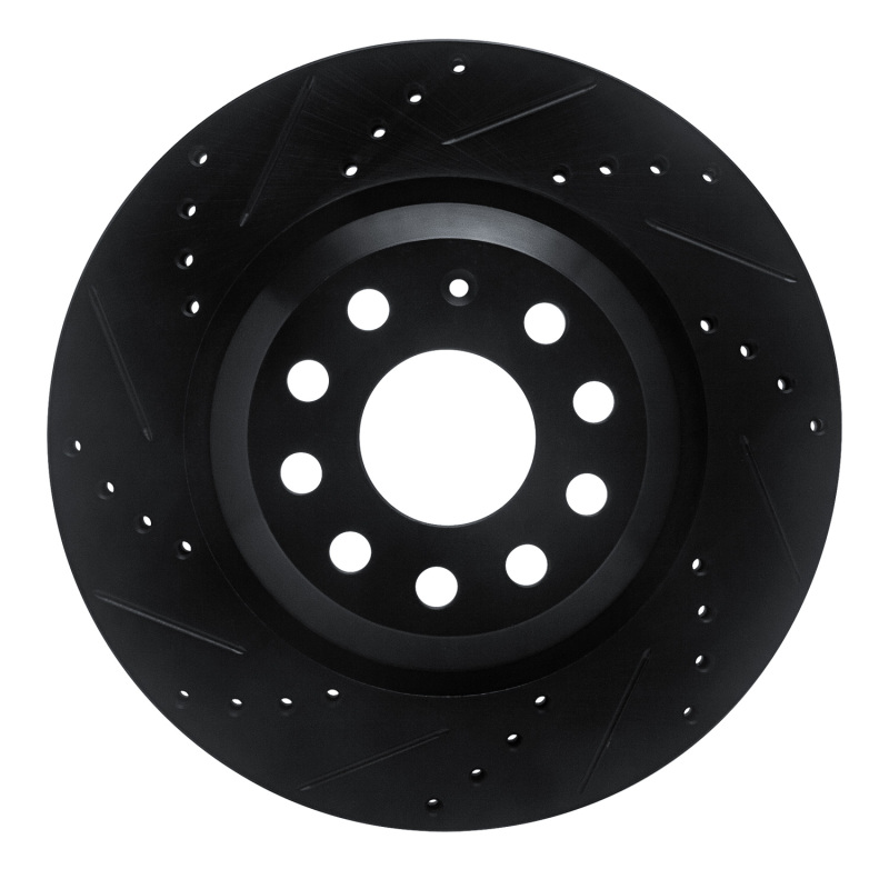 R1 15-25 Volkswagen GTI Rear Left Drilled & Slotted Black Brake Rotor