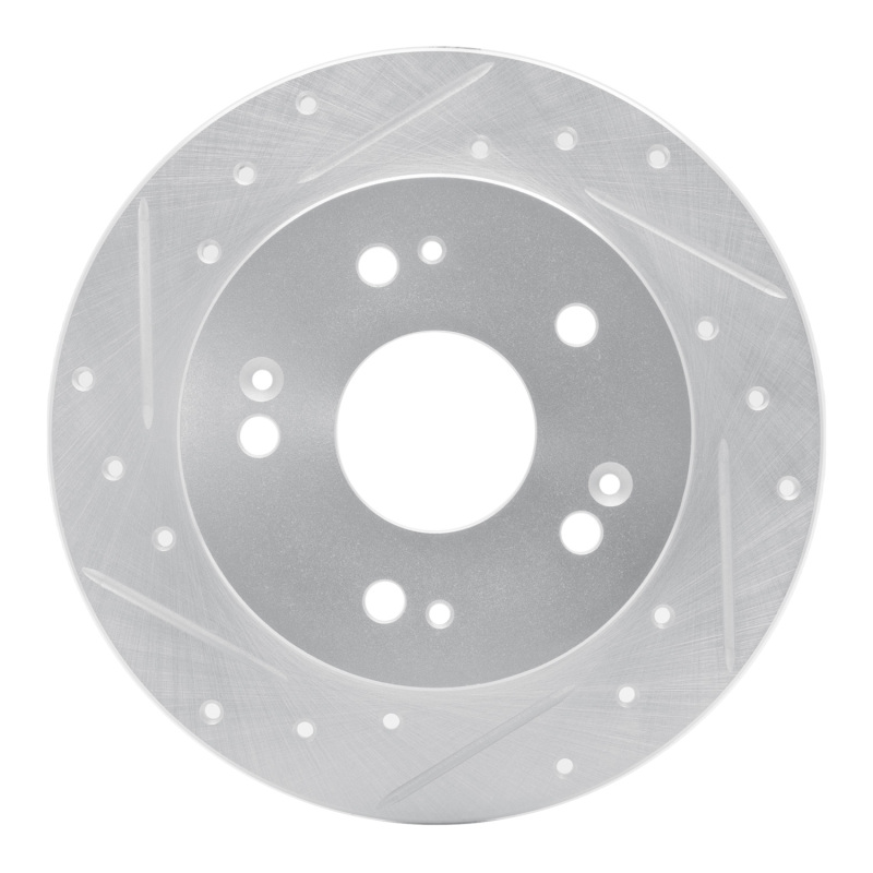 R1 06-15 Honda Civic Si Rear Left Drilled & Slotted Silver Brake Rotor