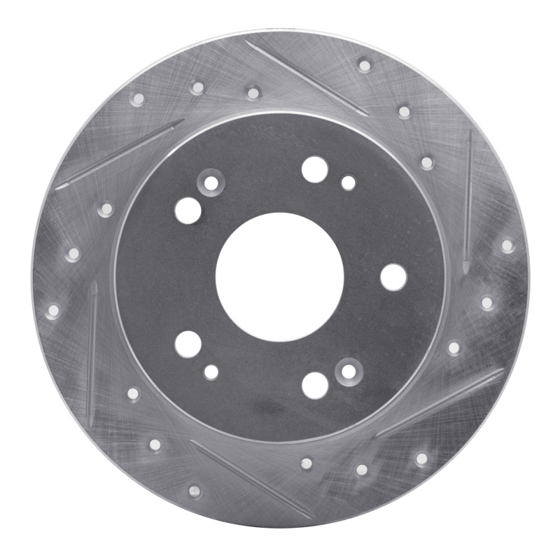 R1 06-15 Honda Civic Si Rear Right Drilled & Slotted Silver Brake Rotor