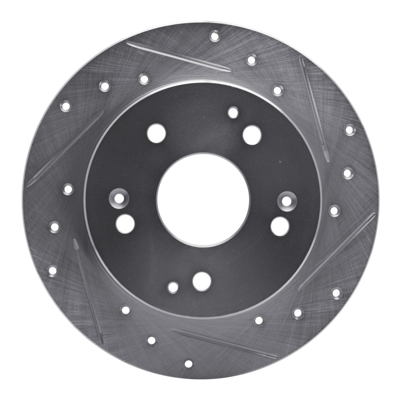 R1 97-01 Acura Integra Rear Right Drilled & Slotted Silver Brake Rotor